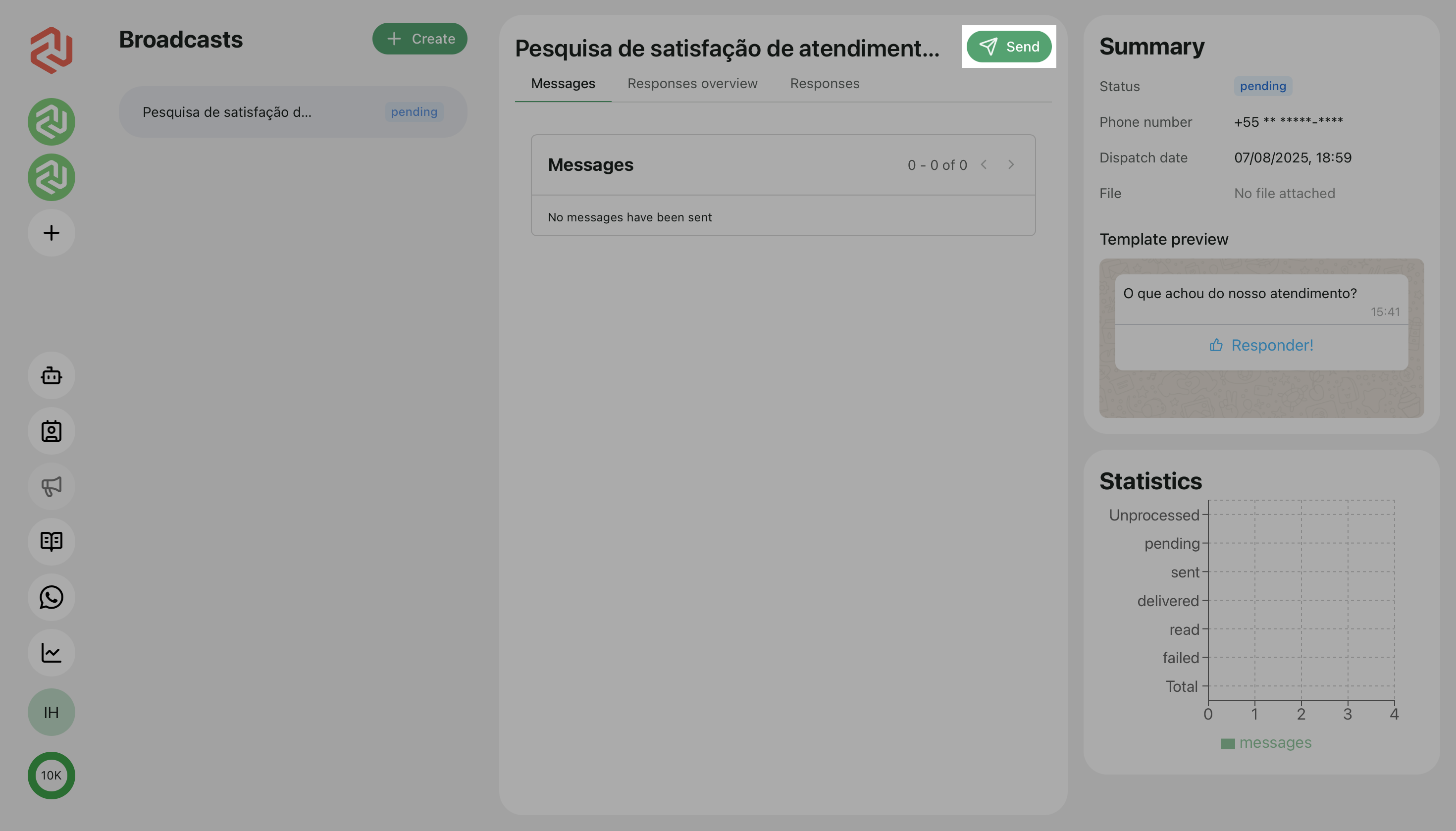 Envio de de Broadcast no Cogfy Messenger