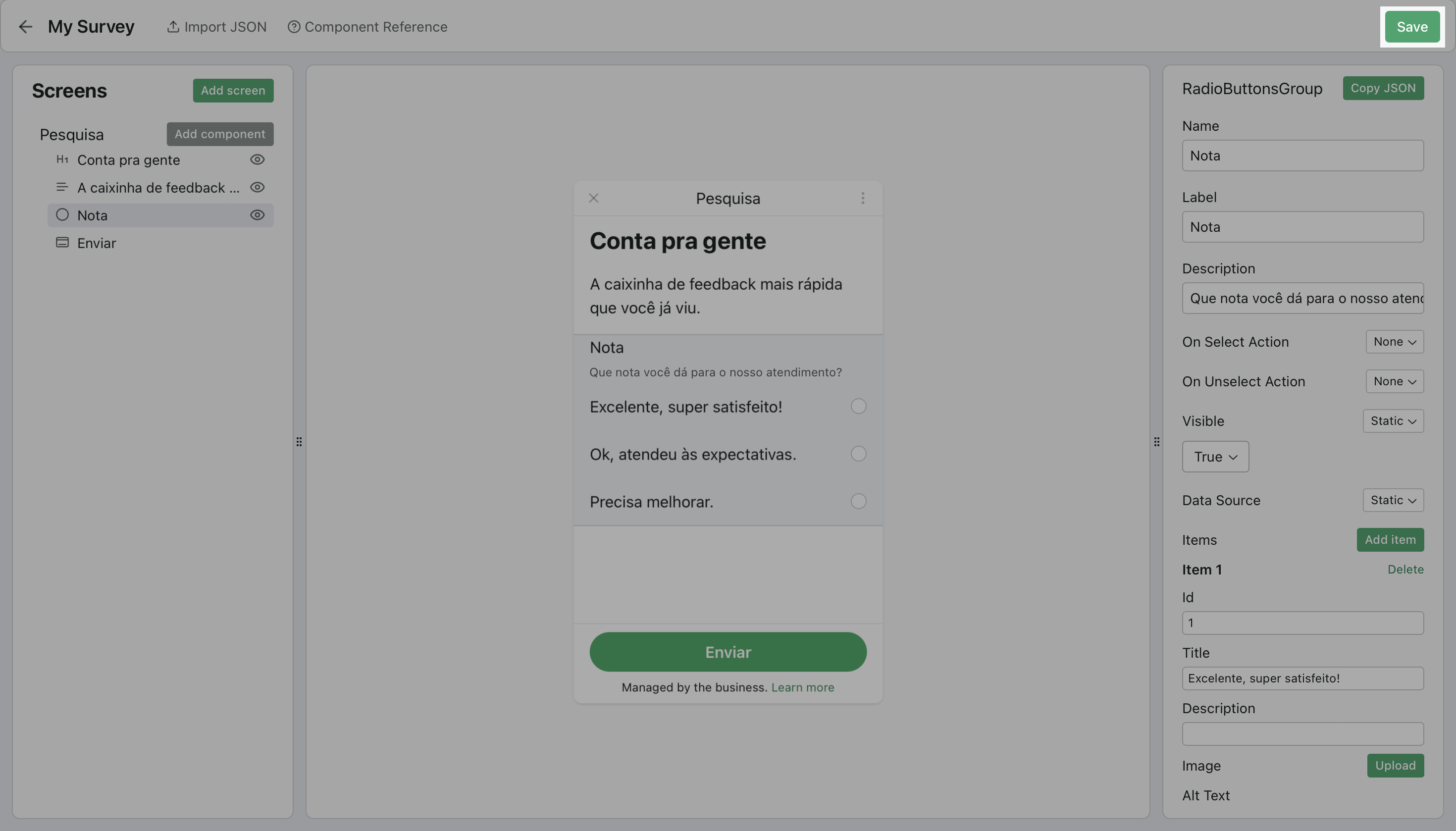 Salvar Flow no editor do Cogfy Messenger